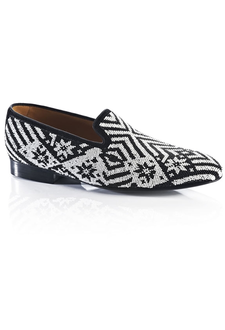 LOUIS LEEMAN black and white loafer with pearls