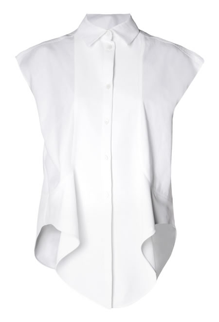BALENCIAGA ruffle-front capped-sleeve shirt