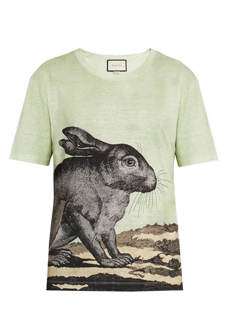 GUCCI hare print linen tshirt
