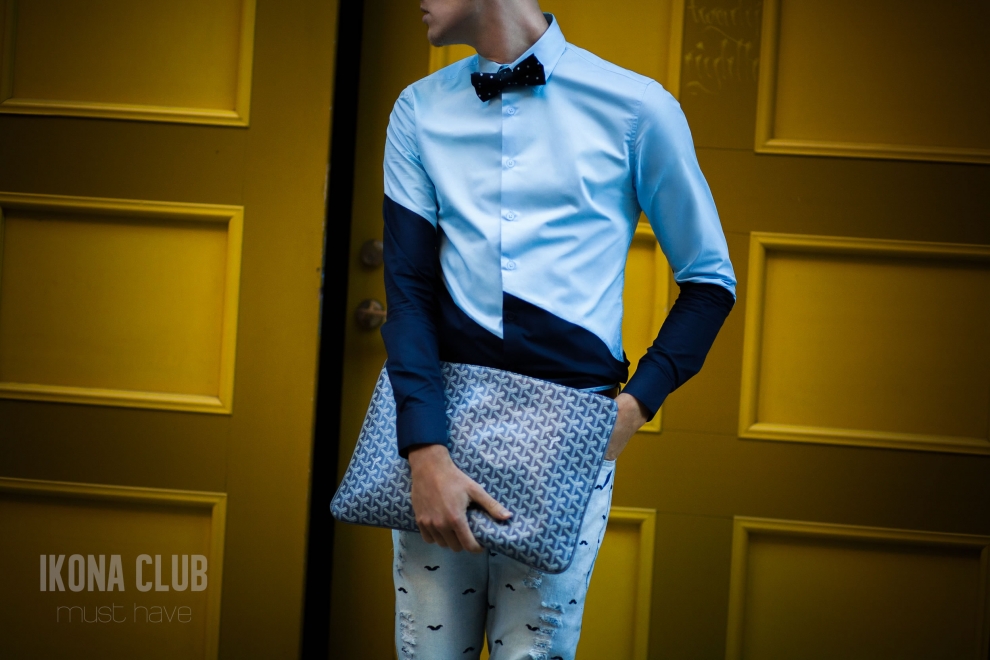 Стритстайл | Модный образ | Мужская голубая рубашка