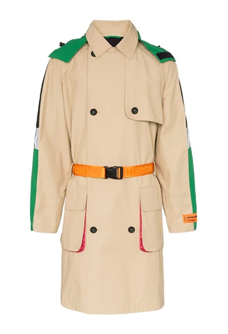 Hooded waist belt trench coat