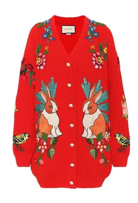 GUCCI oversize embroidered wool cardigan