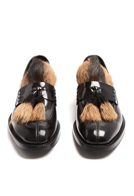PRADA fur-embellished leather loafers